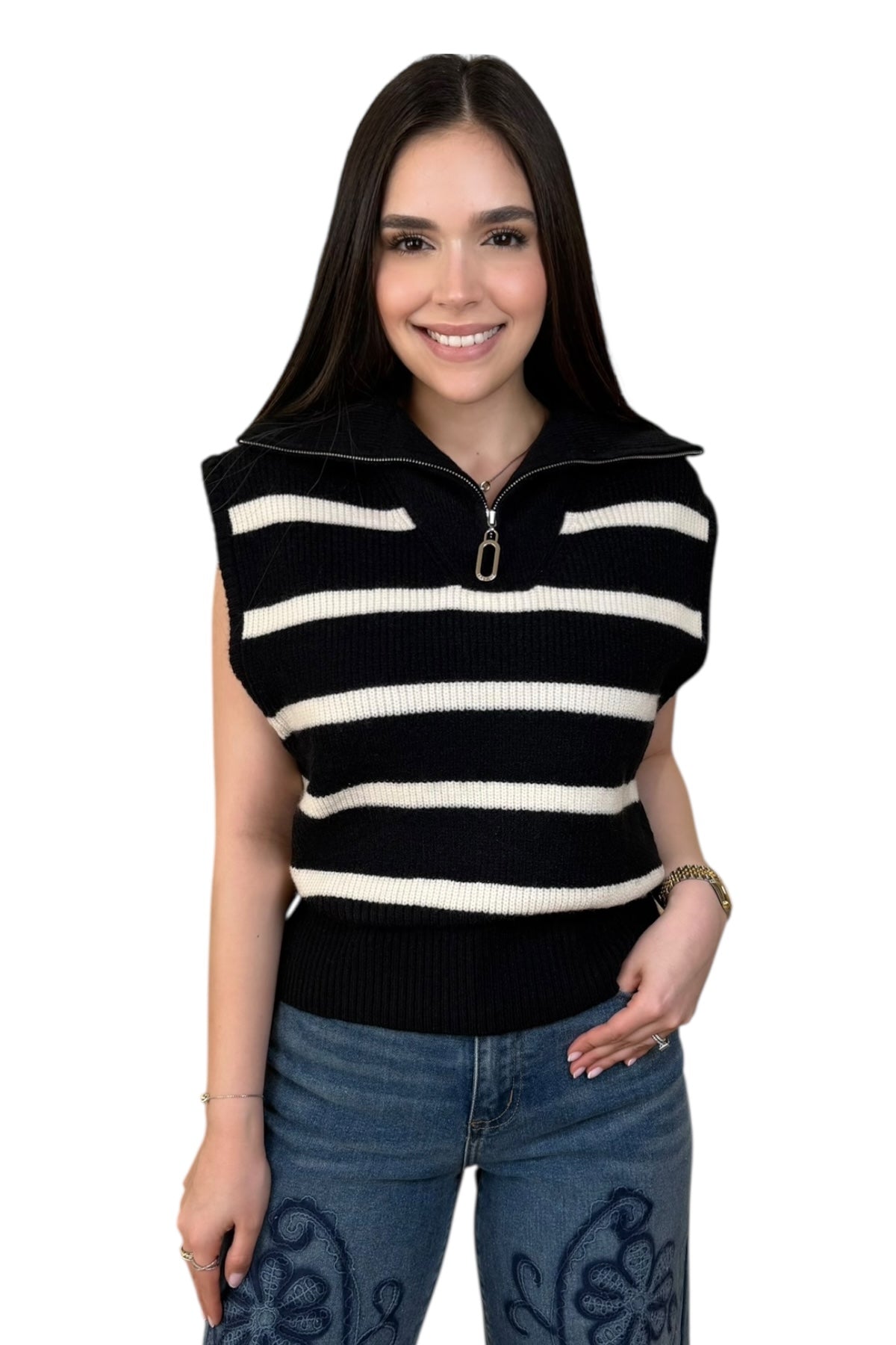 ECLIPSE BLACK ZIP SWEATER TOP