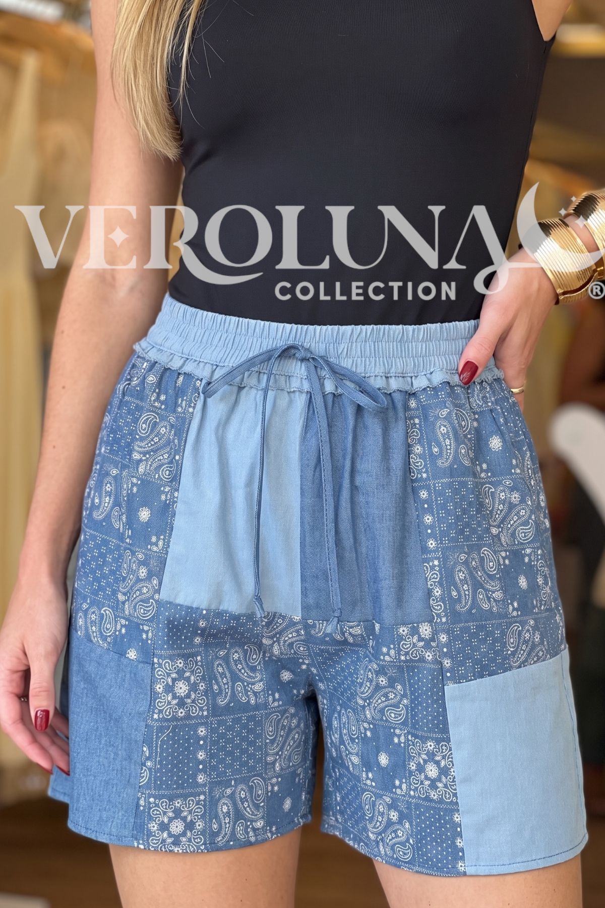 DESIGN PRINT SHORTS - LIGHT DENIM