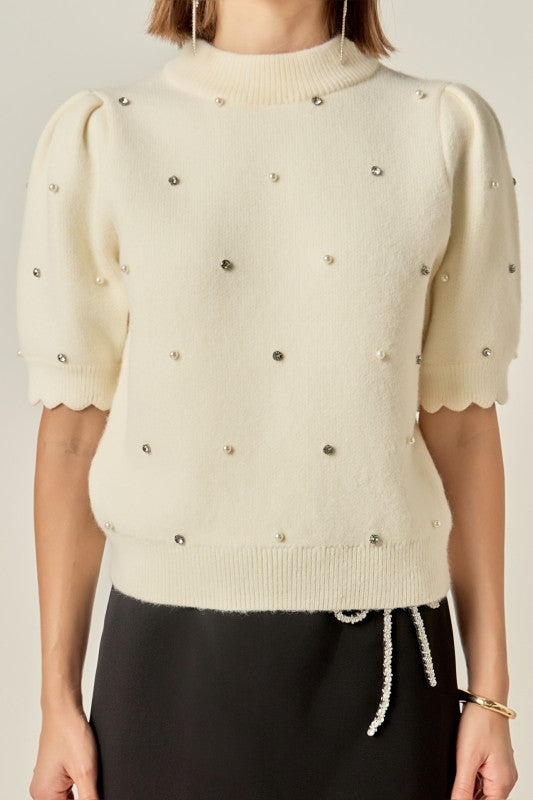 CRYSTAL PEARL SWEATER TOP