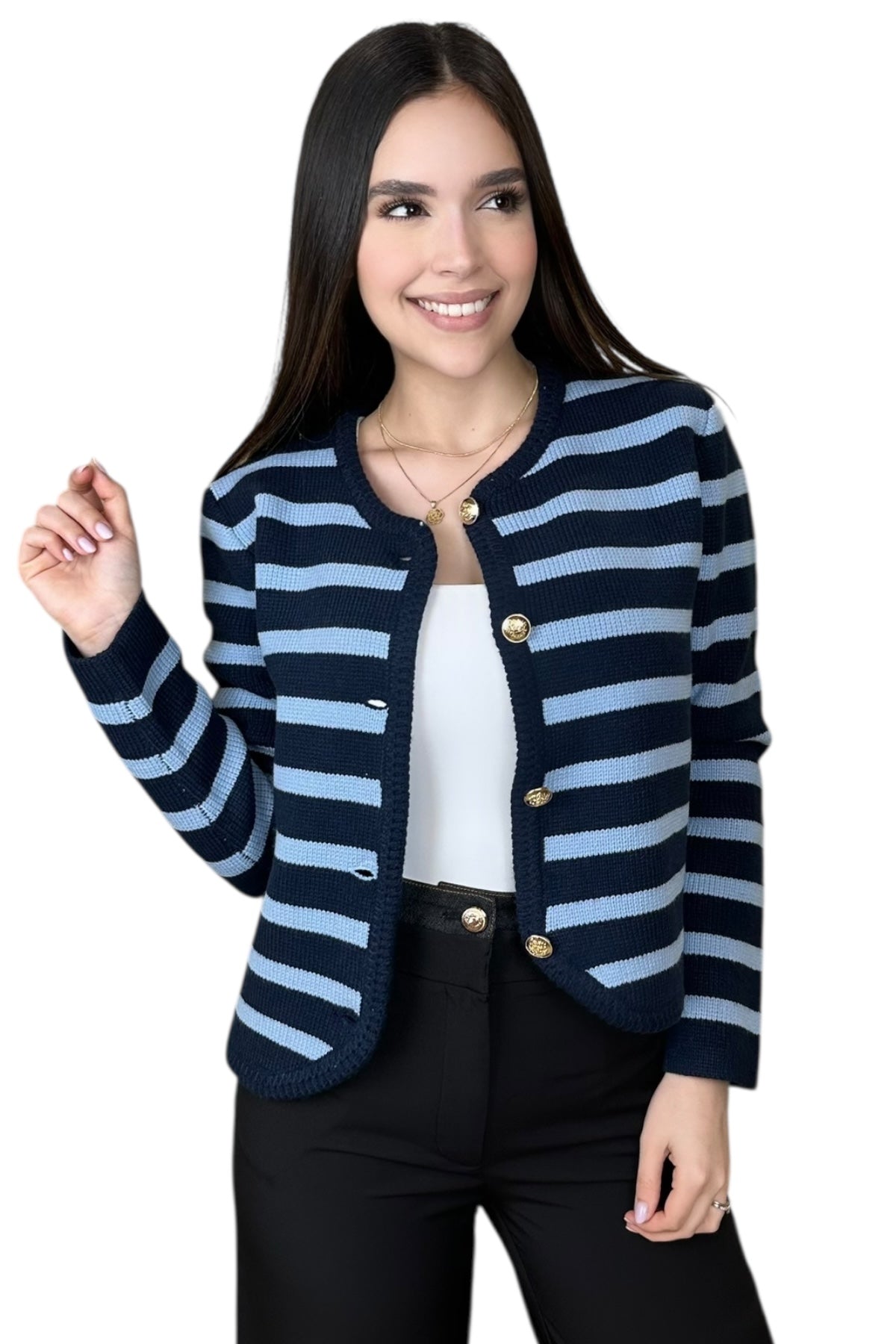 BLUE KNITTED CARDIGAN