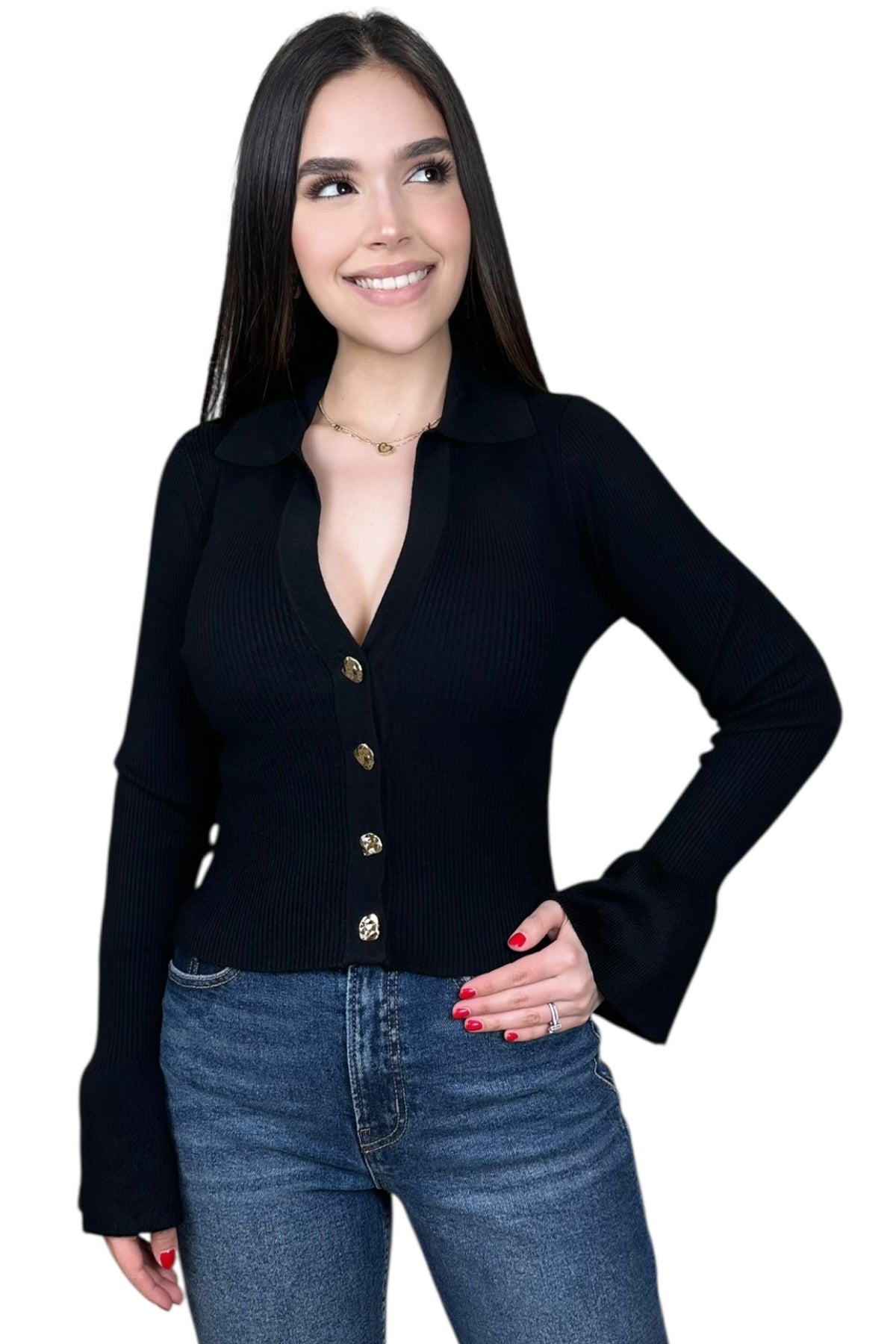 SHARON SWEATER TOP - BLACK