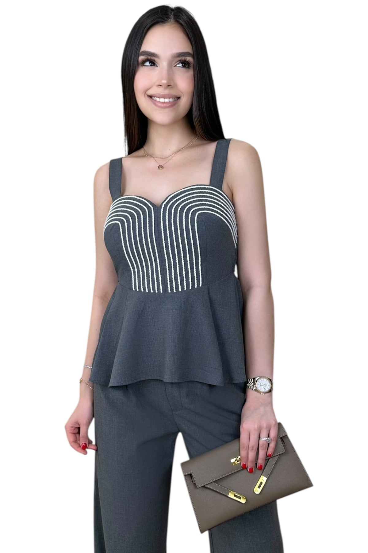 MADRID EMBROIDERY GREY SET