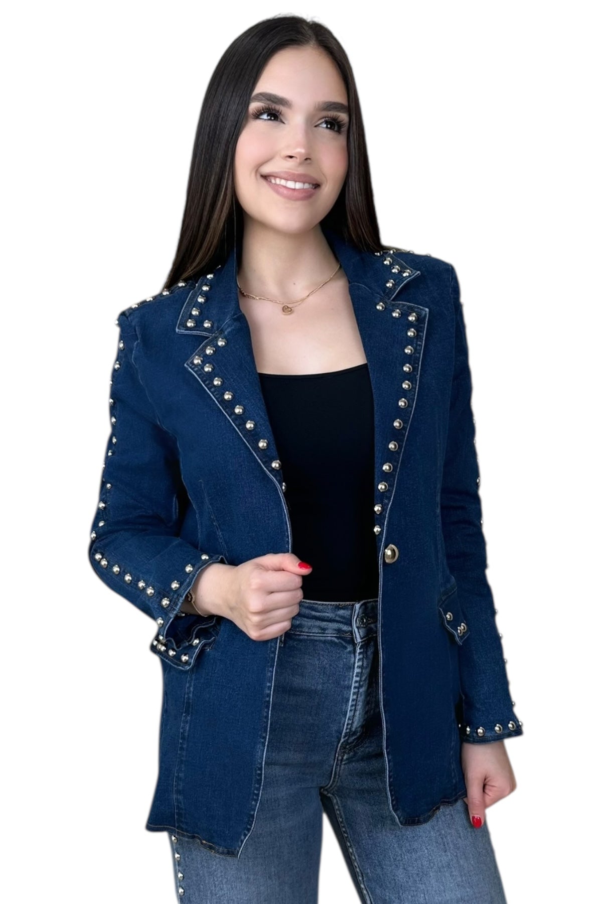 STUDS DENIM BLAZER