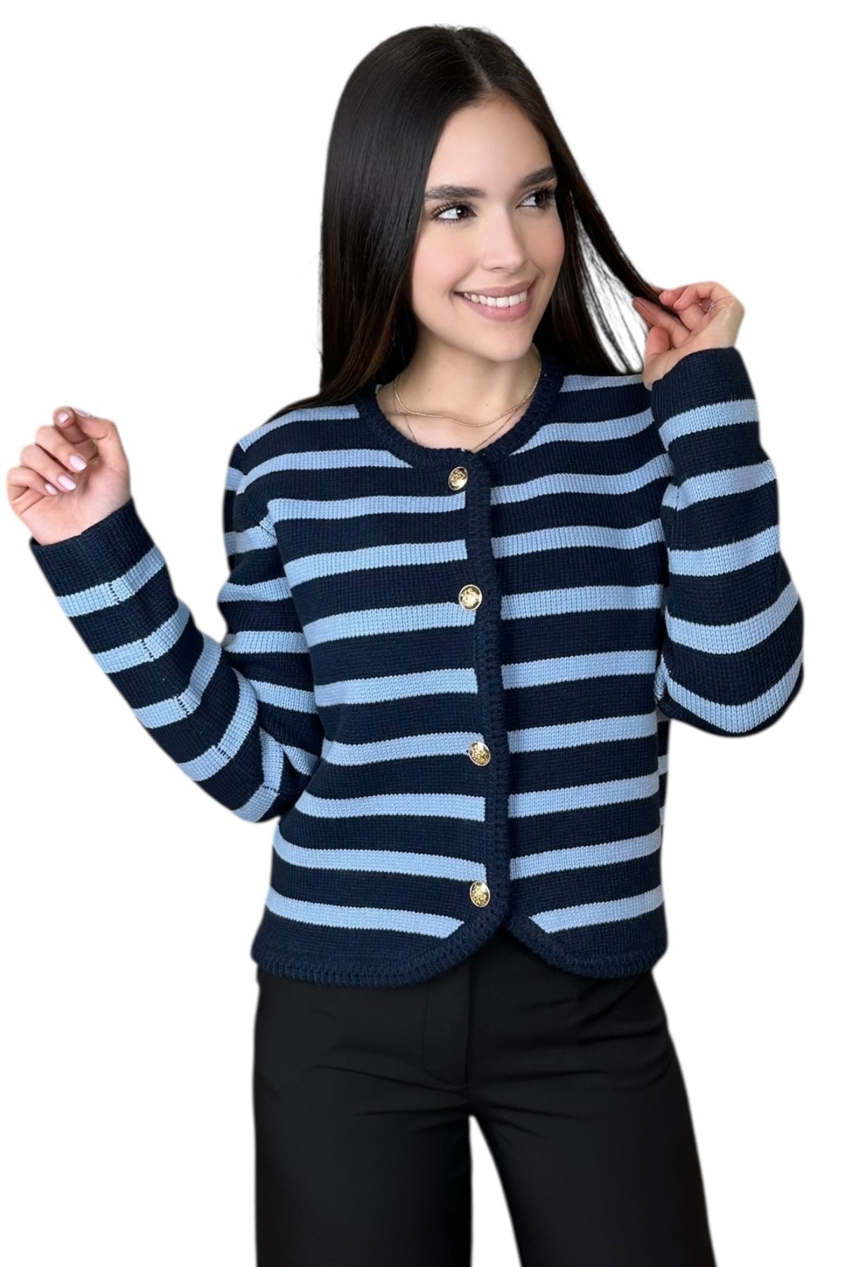 BLUE KNITTED CARDIGAN