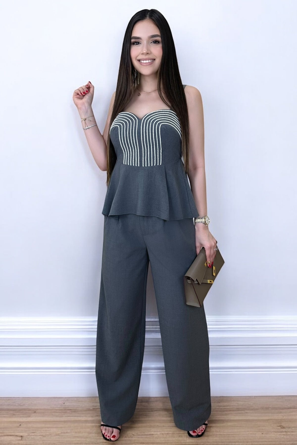 MADRID EMBROIDERY GREY SET