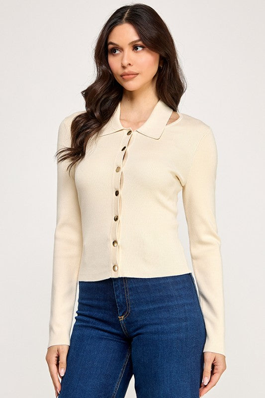 SIGNATURE KNIT TOP - CREAM