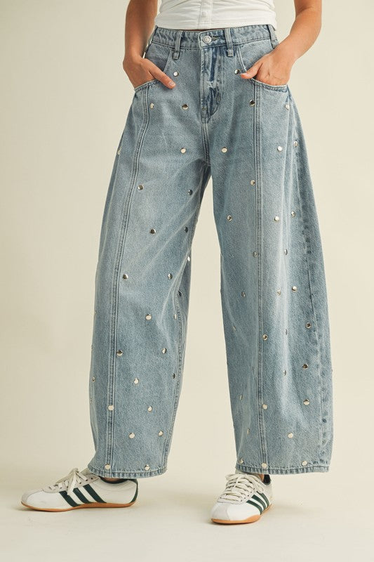 STUDDED JEANS - LIGH DENIM