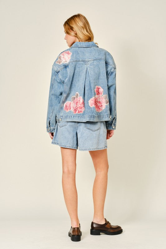 FLOWER DESIGNER DENIM JACKET