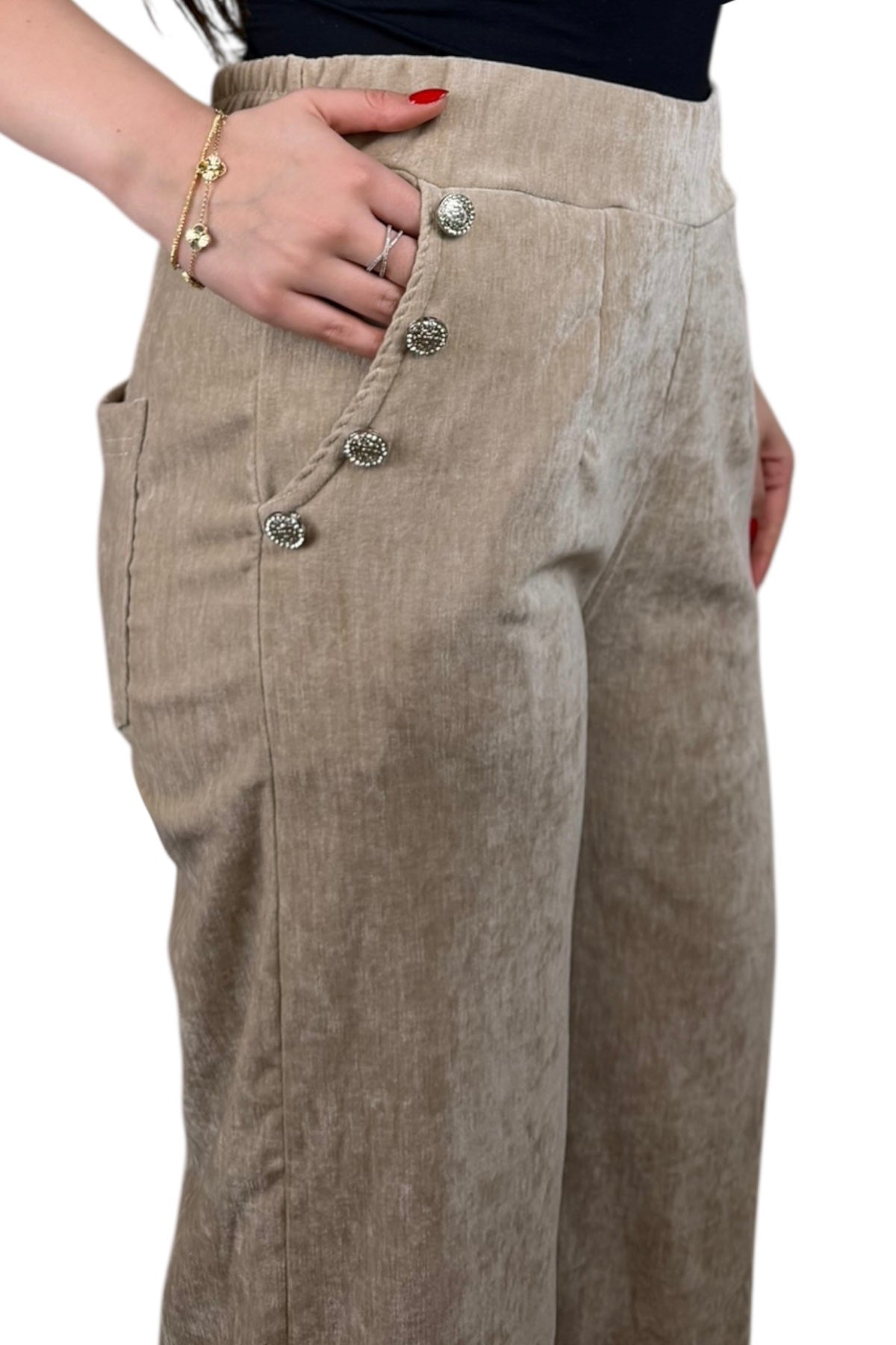 ITALIAN VELVET PANTS - BEIGE
