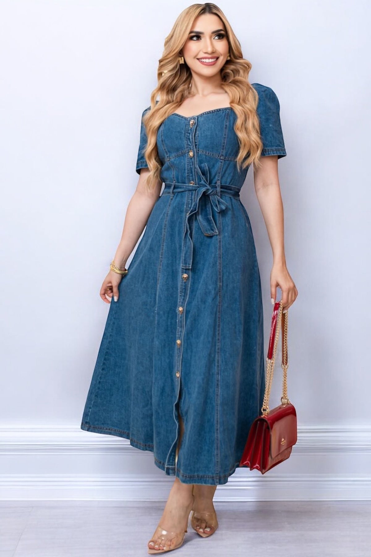 FLOWER DENIM DRESS - PRE ORDER