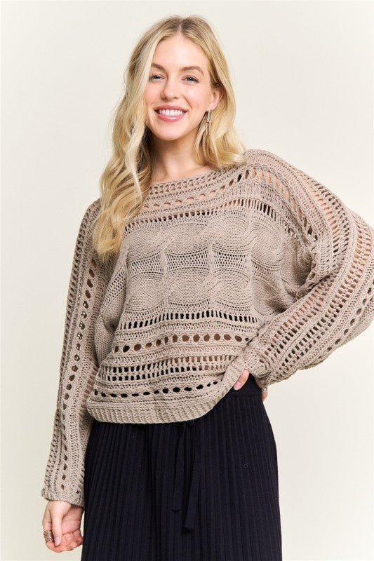 CROCHET SWEATER - KHAKI