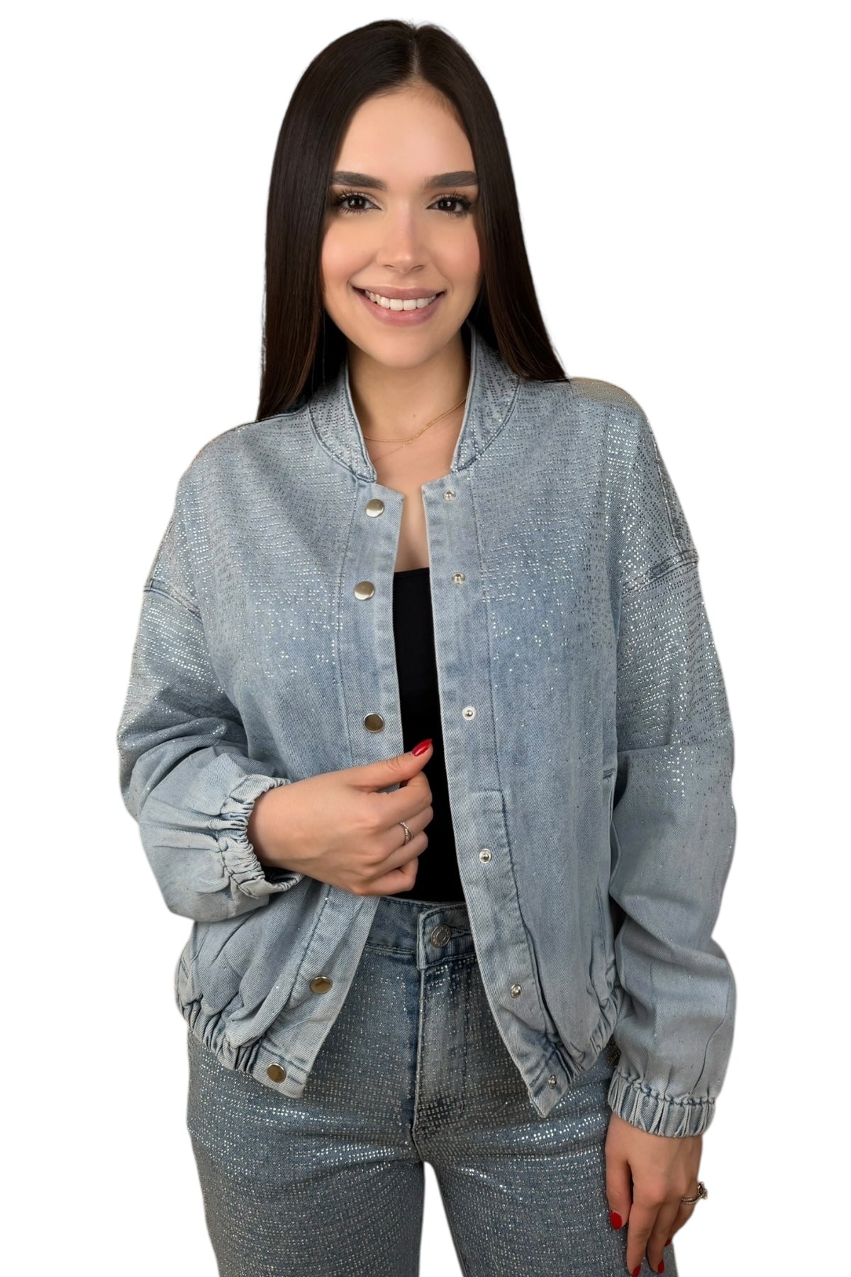 STARLUXE LIGHT DENIM DIAMOND JACKET