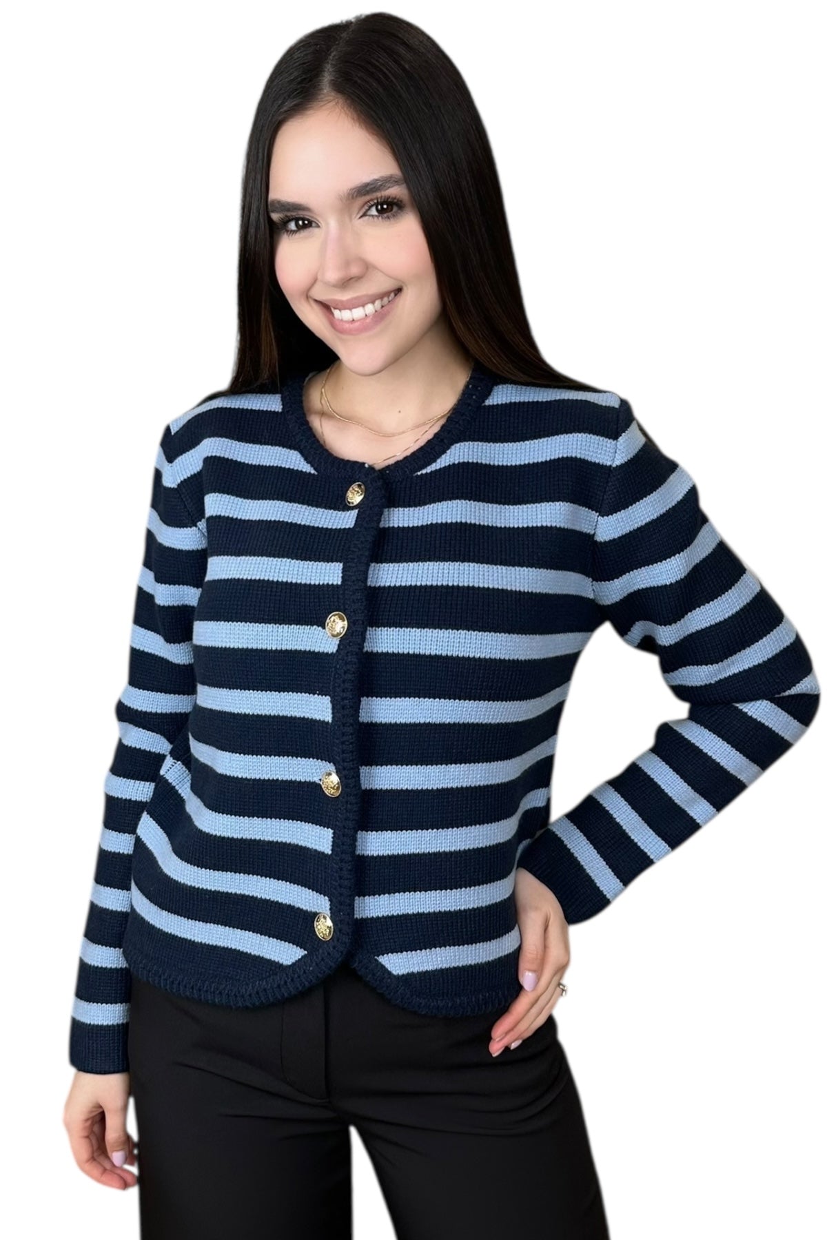 BLUE KNITTED CARDIGAN