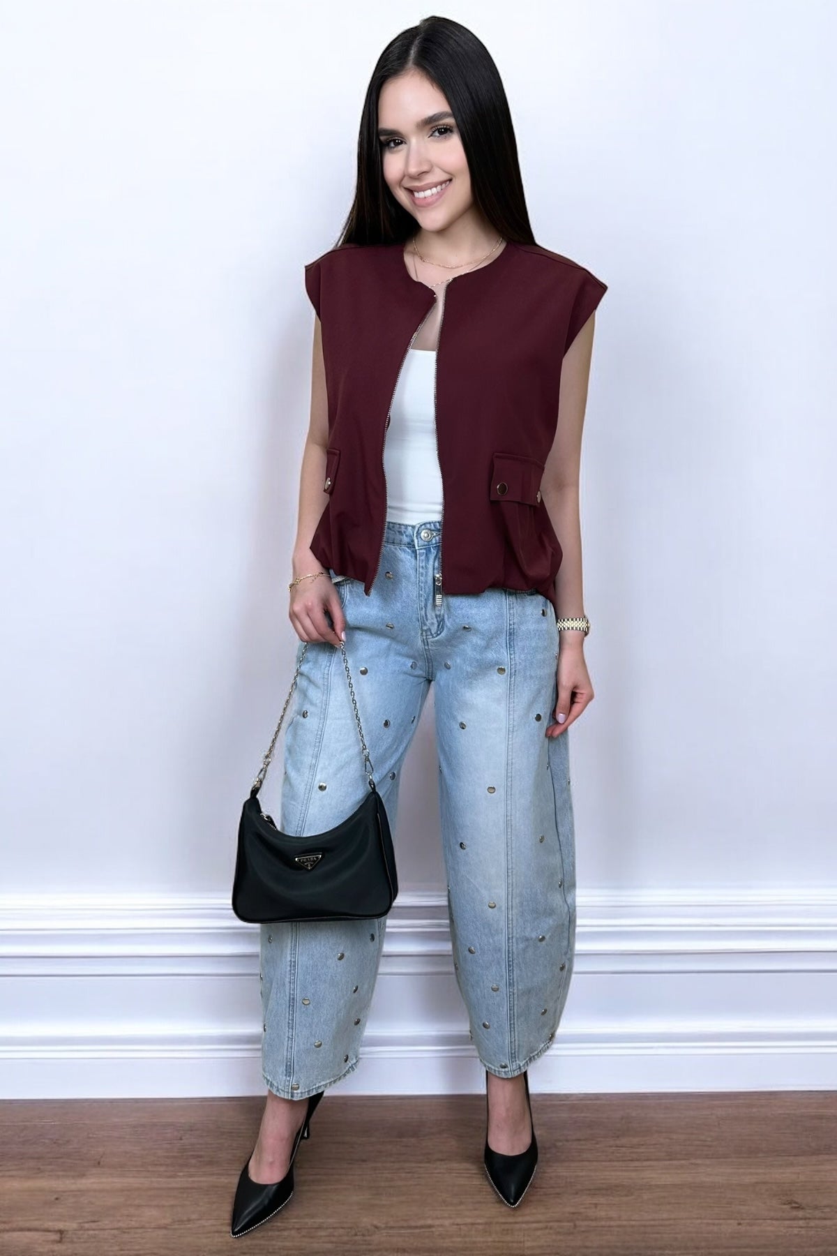 STUDDED JEANS - LIGH DENIM
