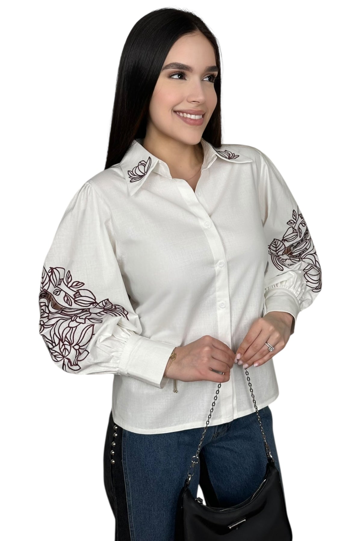 LINEN BLOUSE - BURGUNDY