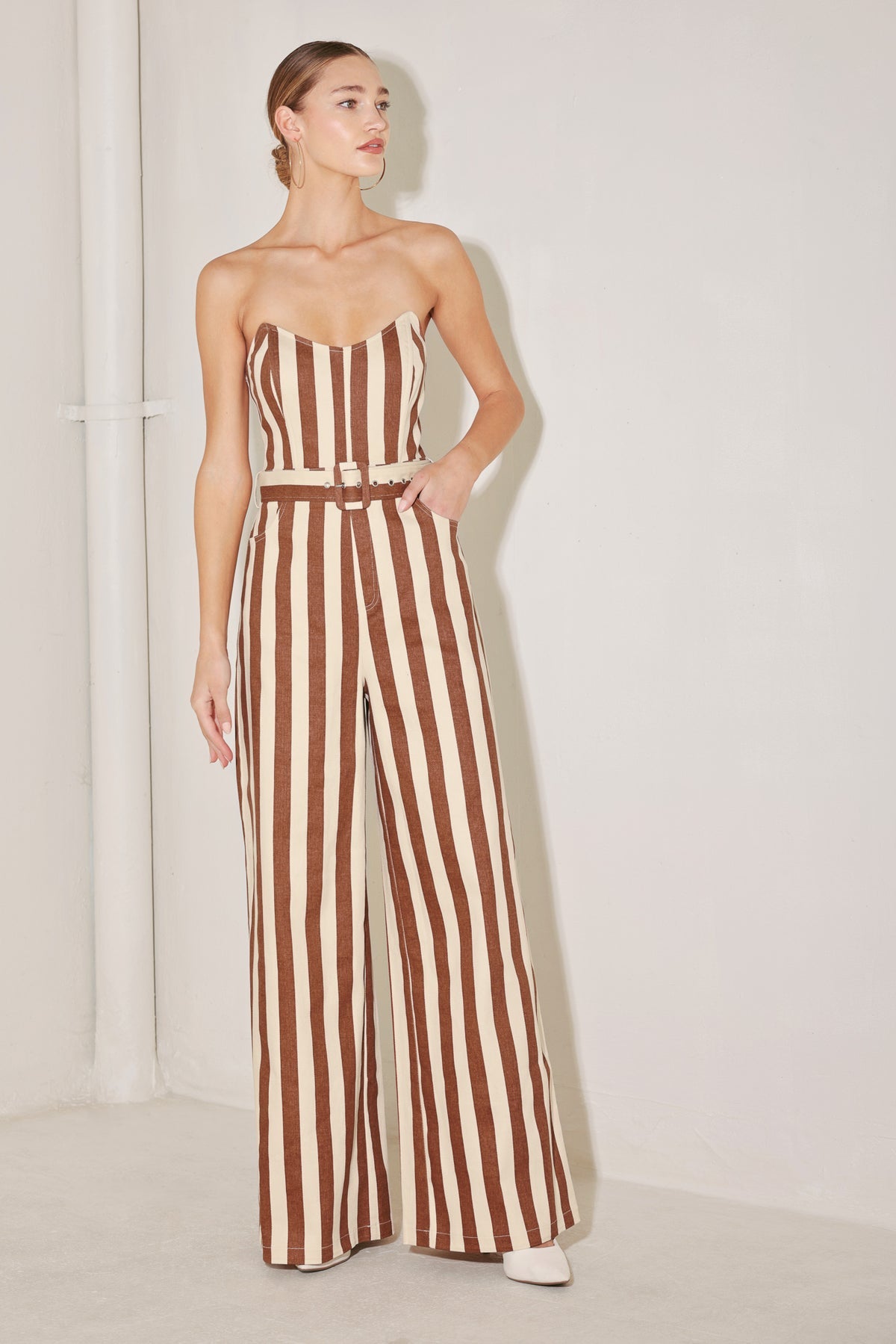 GOLDEN BROWN STRIPES JUMPSUIT