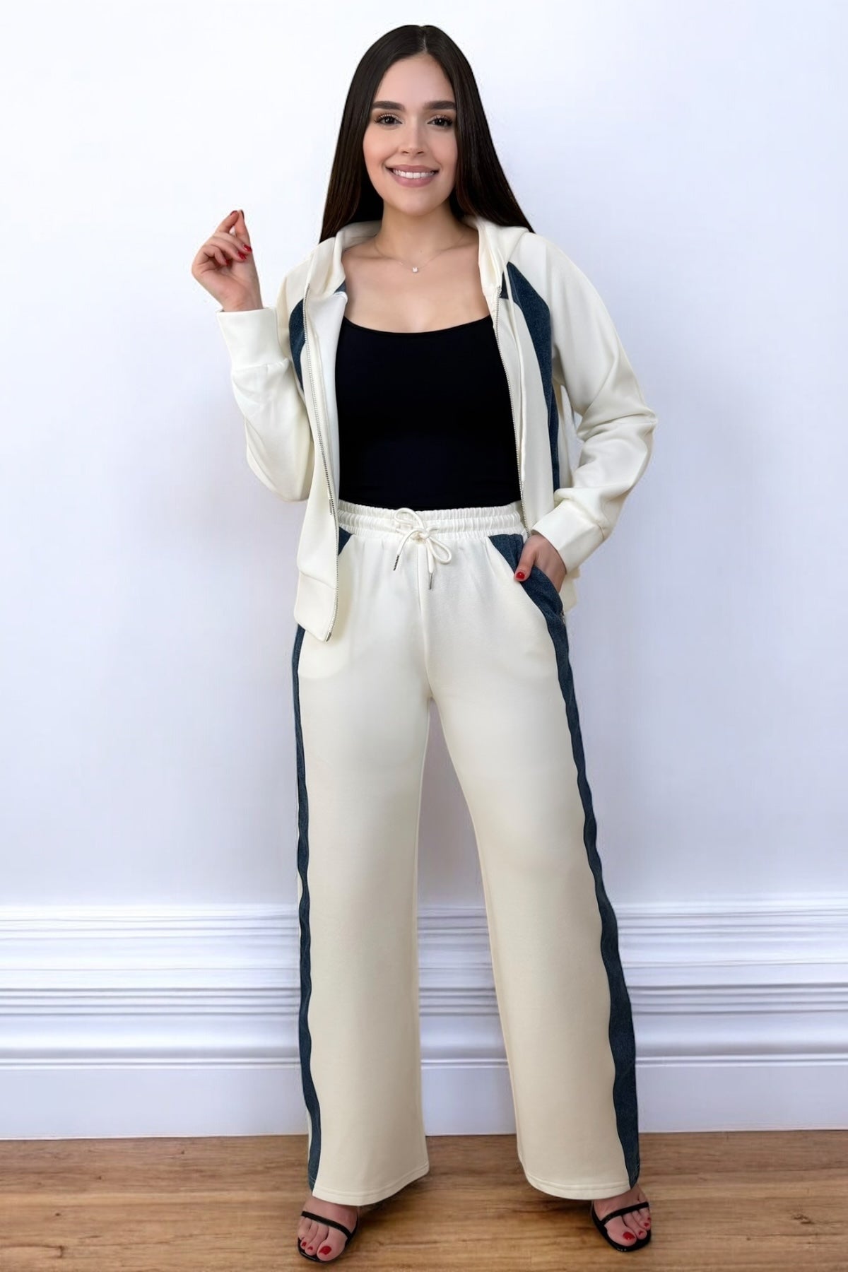 COMFY SET DENIM/WHITE