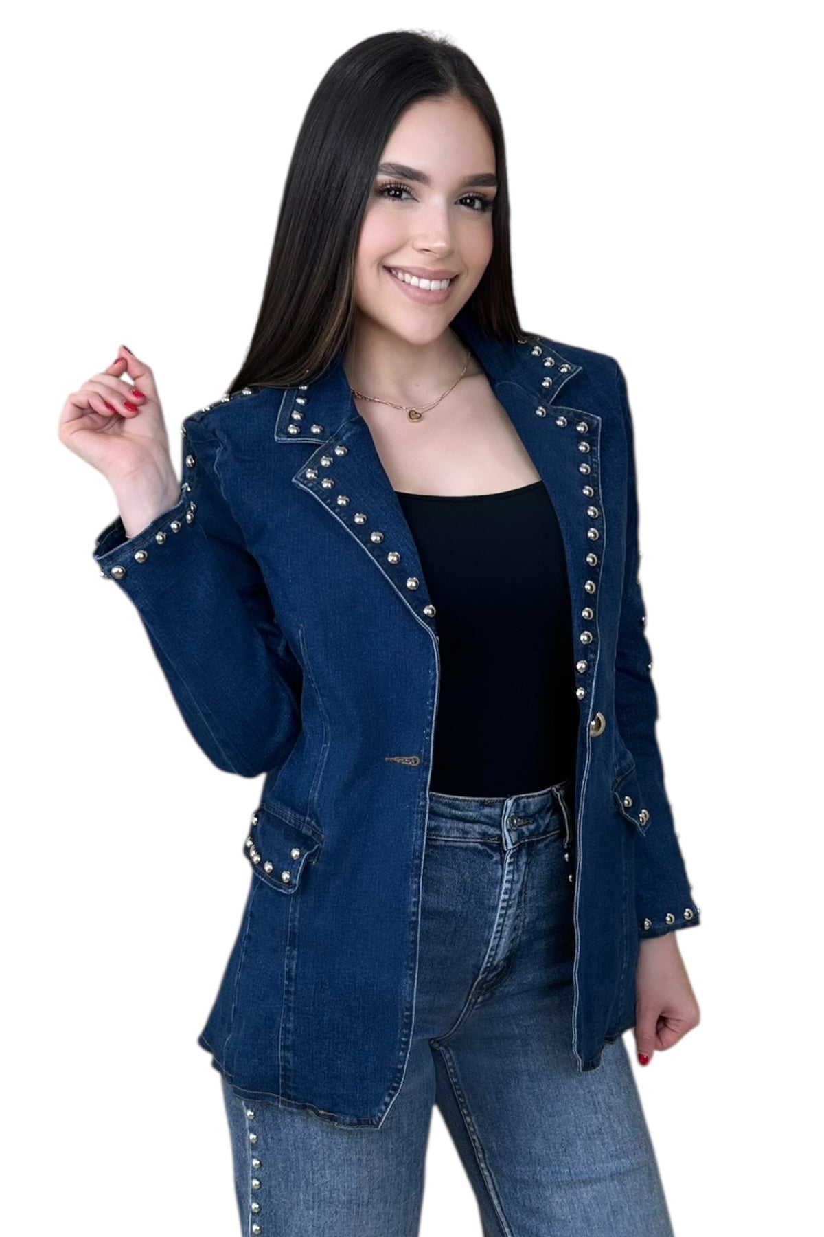 STUDS DENIM BLAZER