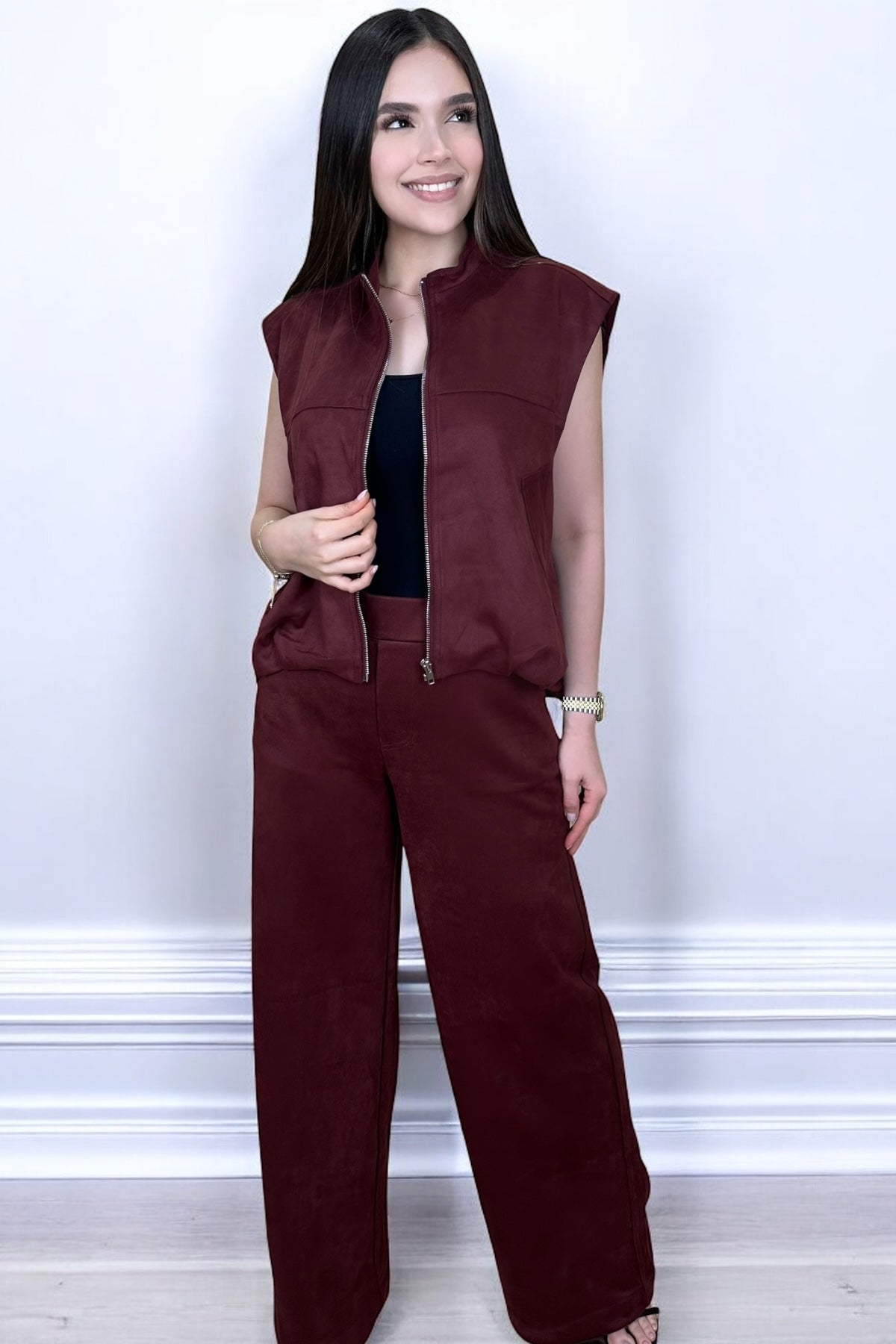 CHIC BURGUNDY SUEDE SET - PRE ORDER