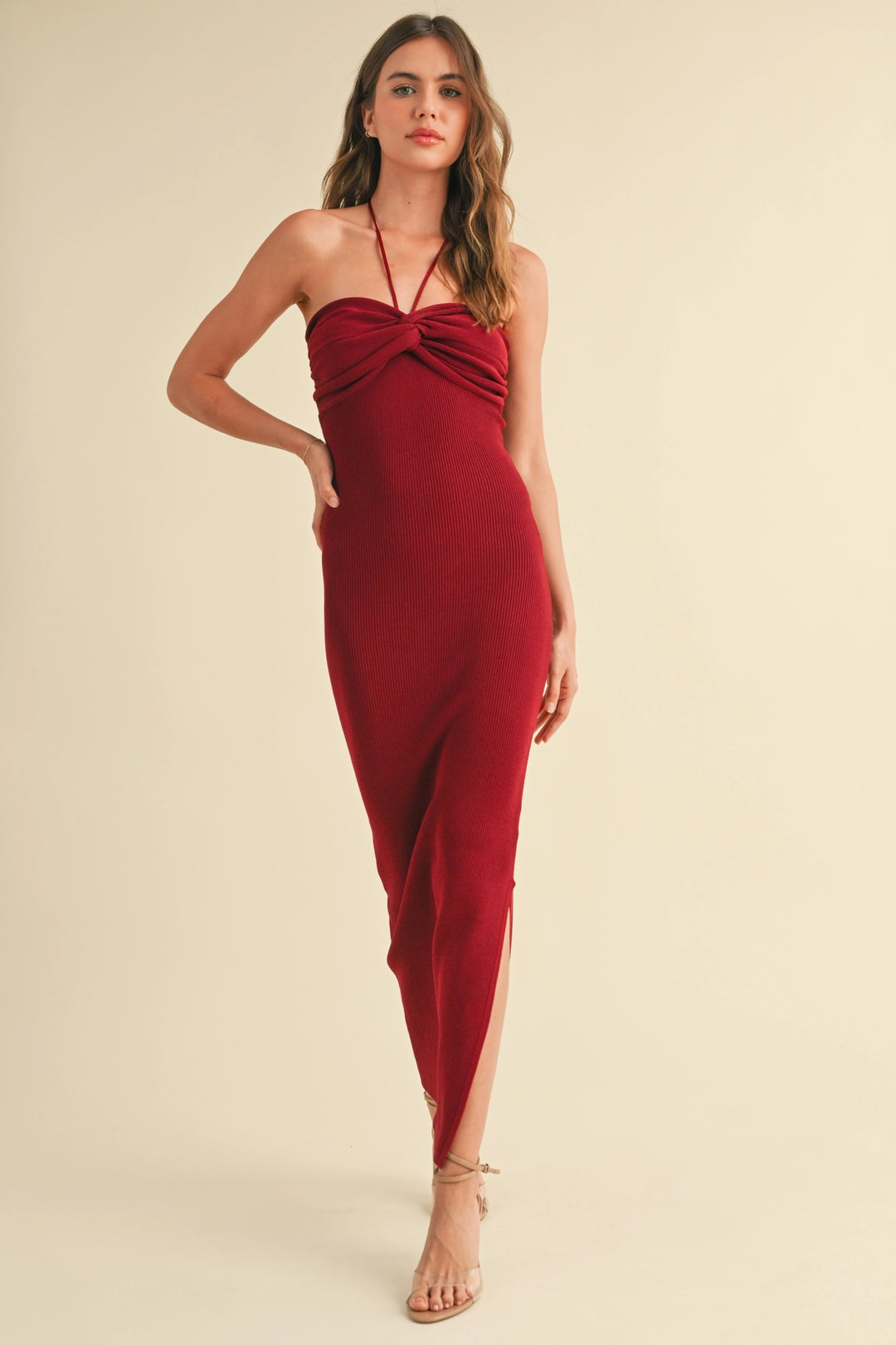 SHARON BURGUNDY DRESS