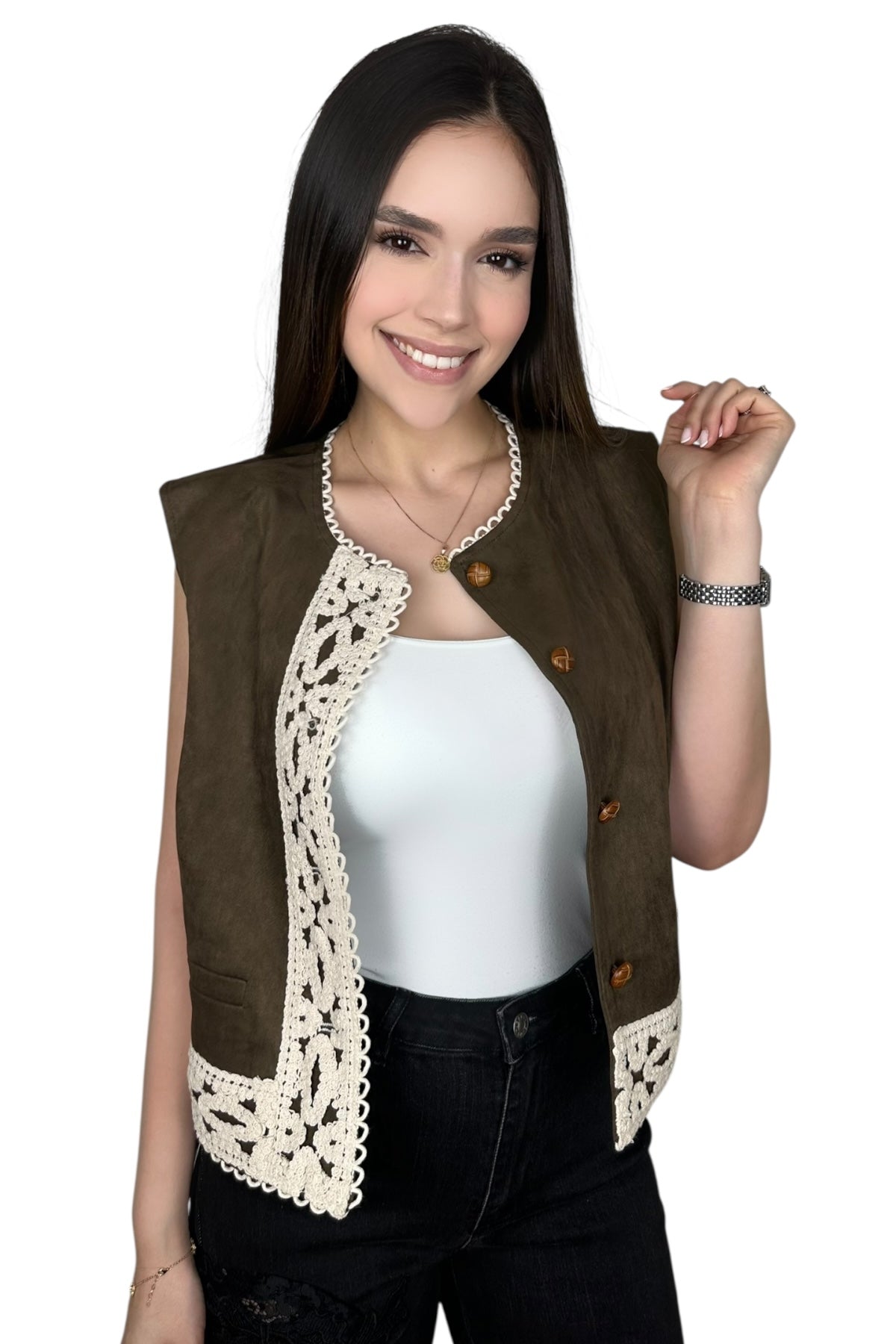 OLIVE CROCHET TOP