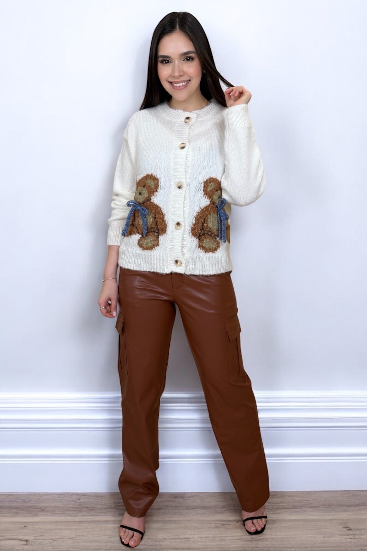 CARGO LEATHER BROWN PANTS