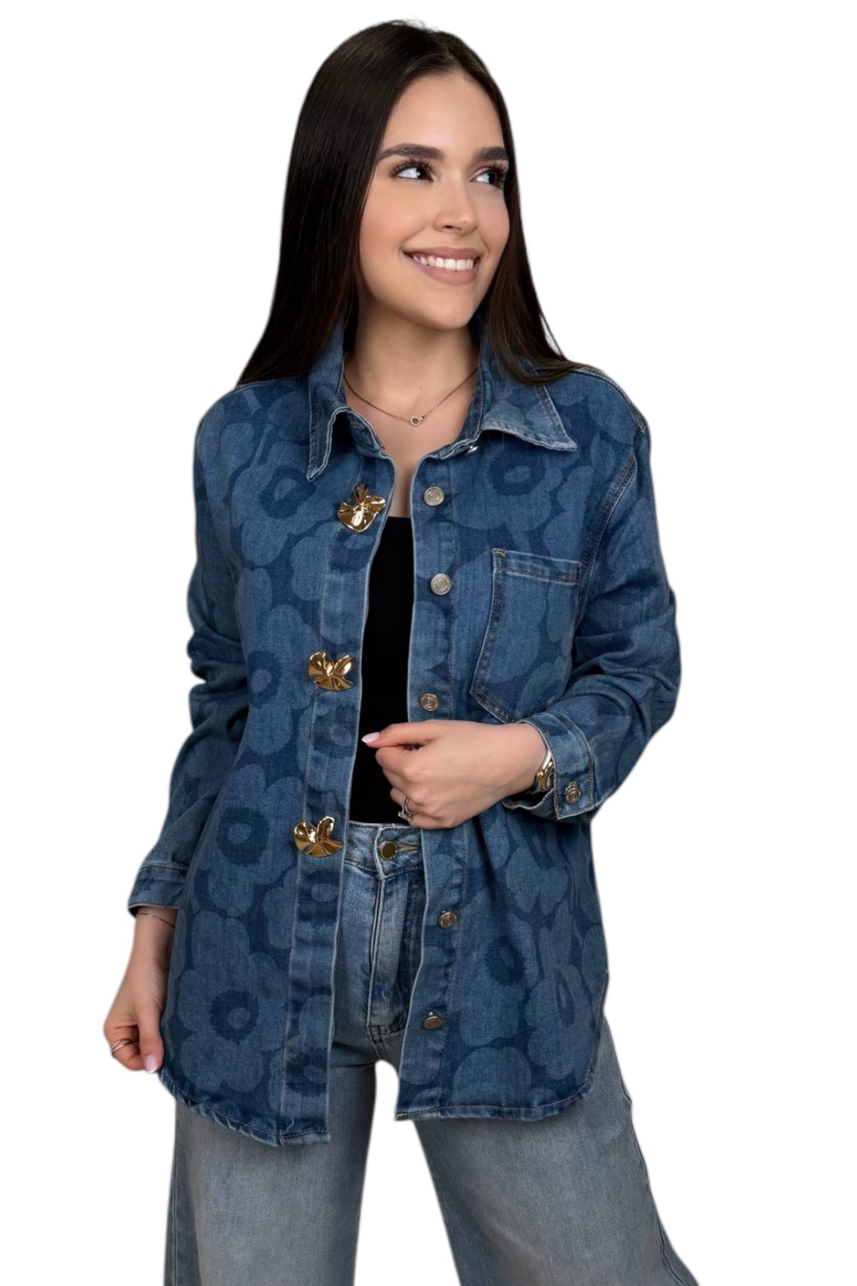 STARLUXE FLOWER DENIM JACKET