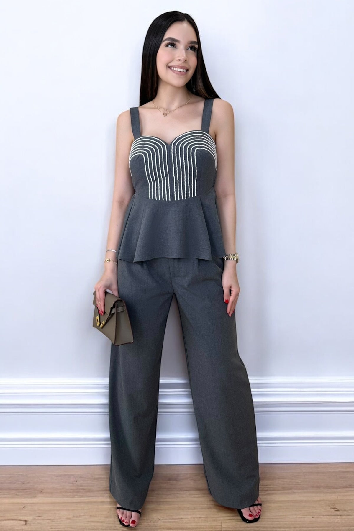 MADRID EMBROIDERY GREY SET