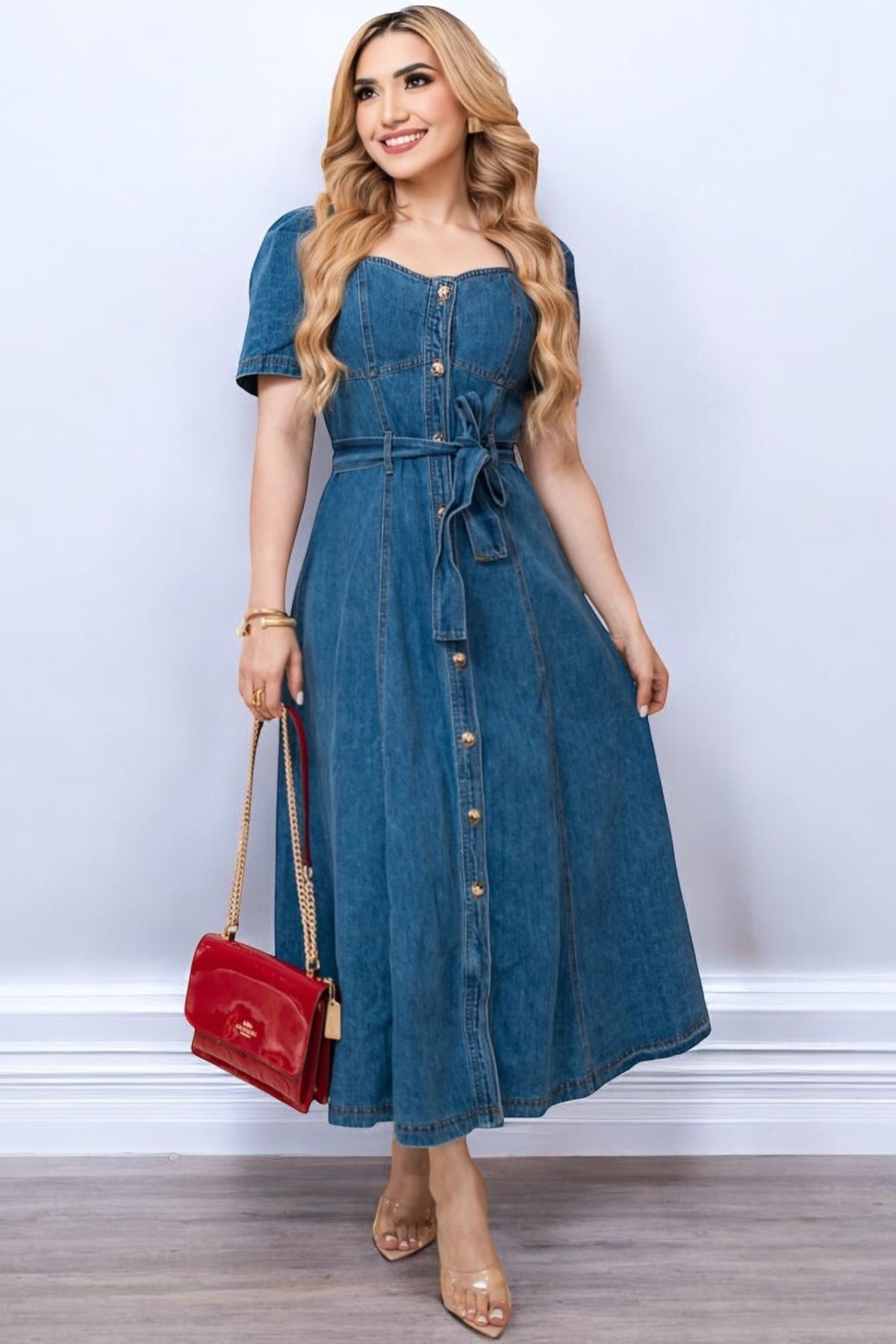 FLOWER DENIM DRESS - PRE ORDER