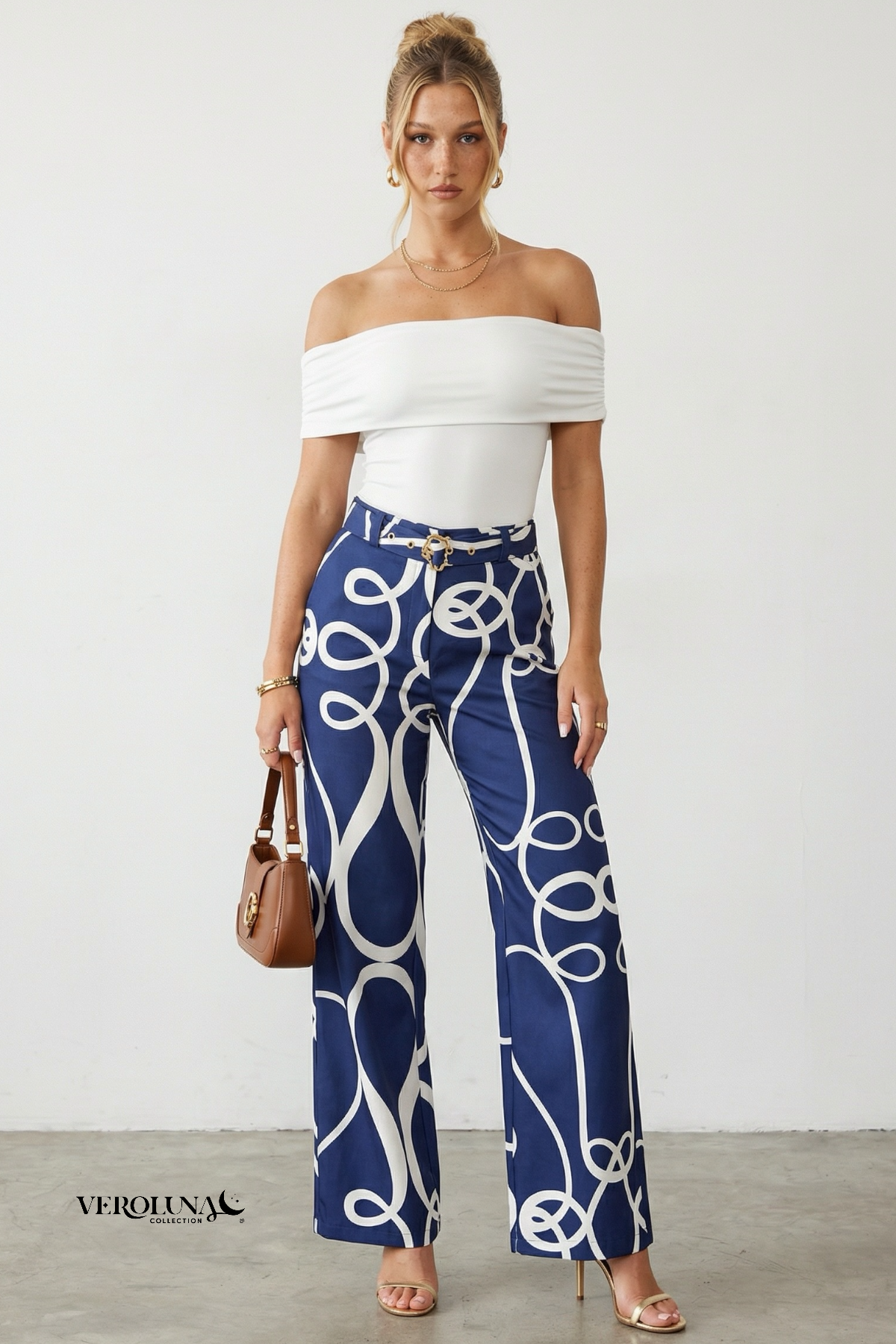 PRINT GOLD BLUE PANT