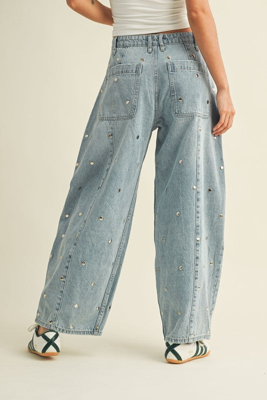 STUDDED JEANS - LIGH DENIM