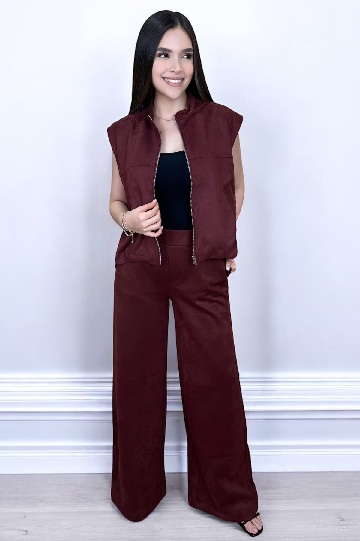 CHIC BURGUNDY SUEDE SET - PRE ORDER