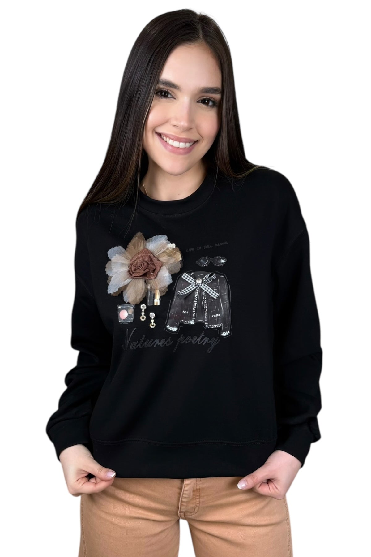 MILANO 3D VINTAGE SWEATER - BLACK