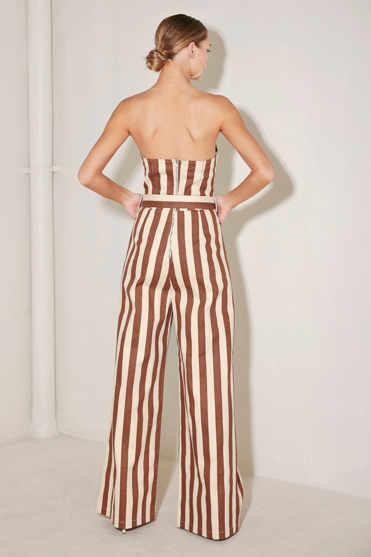 GOLDEN BROWN STRIPES JUMPSUIT