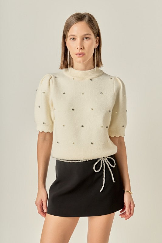 CRYSTAL PEARL SWEATER TOP