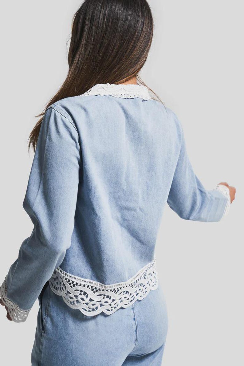 SKY LACE DENIM JACKET/BLOUSE