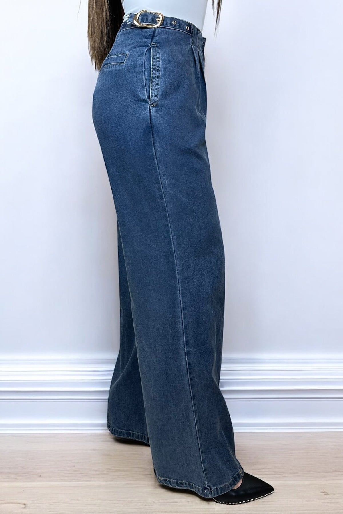 GOLD DENIM PALAZZO JEAN