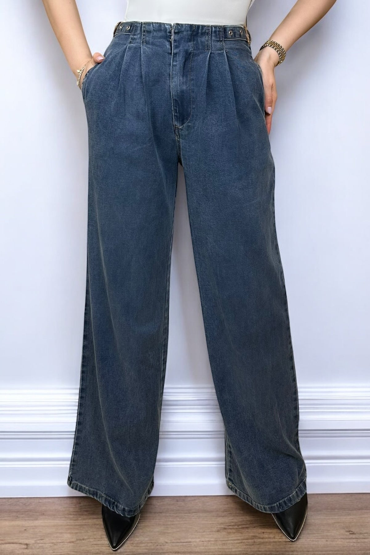 GOLD DENIM PALAZZO JEAN