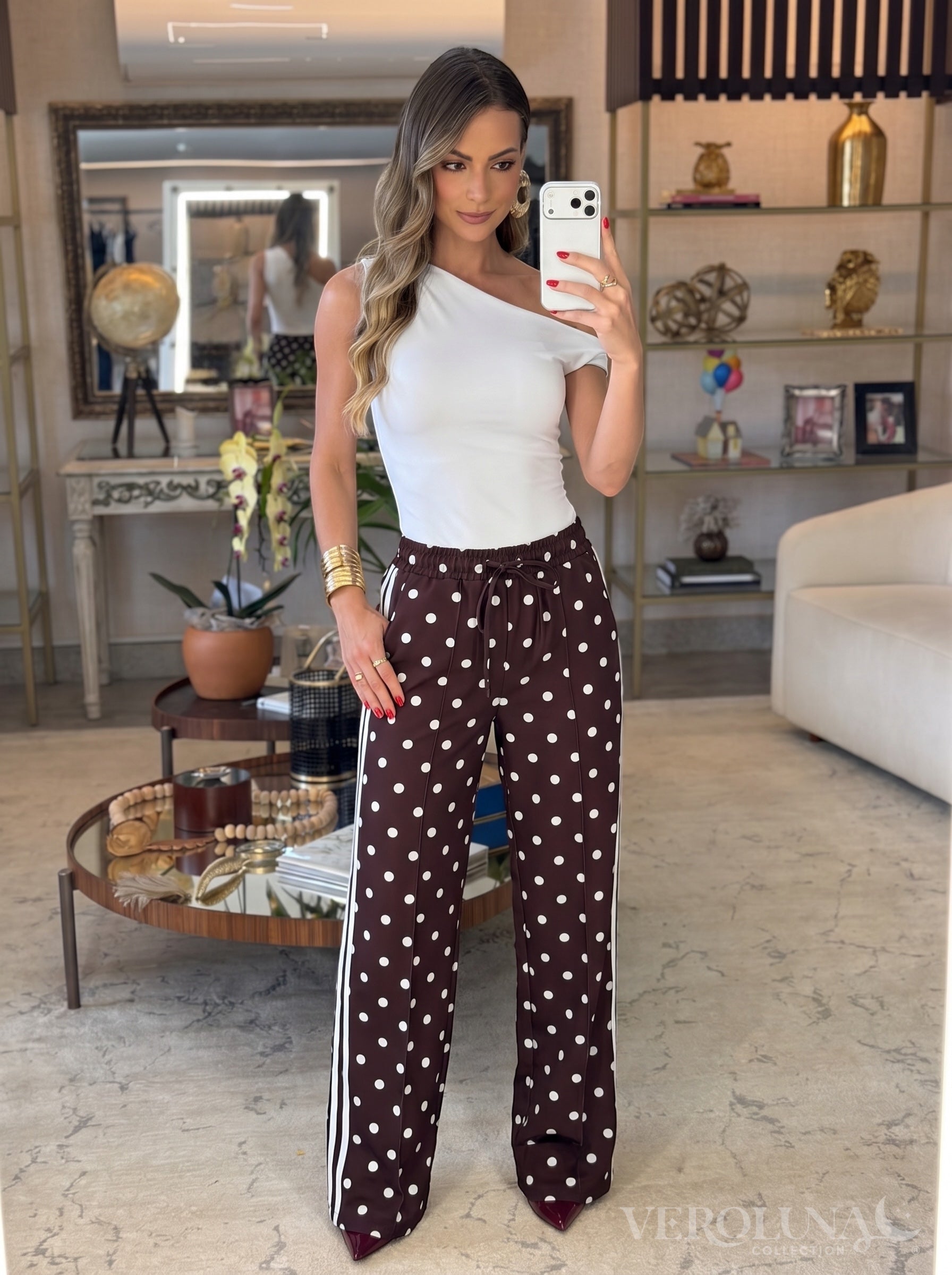 PARIS POLKA DOTS PANTS - MOCHA