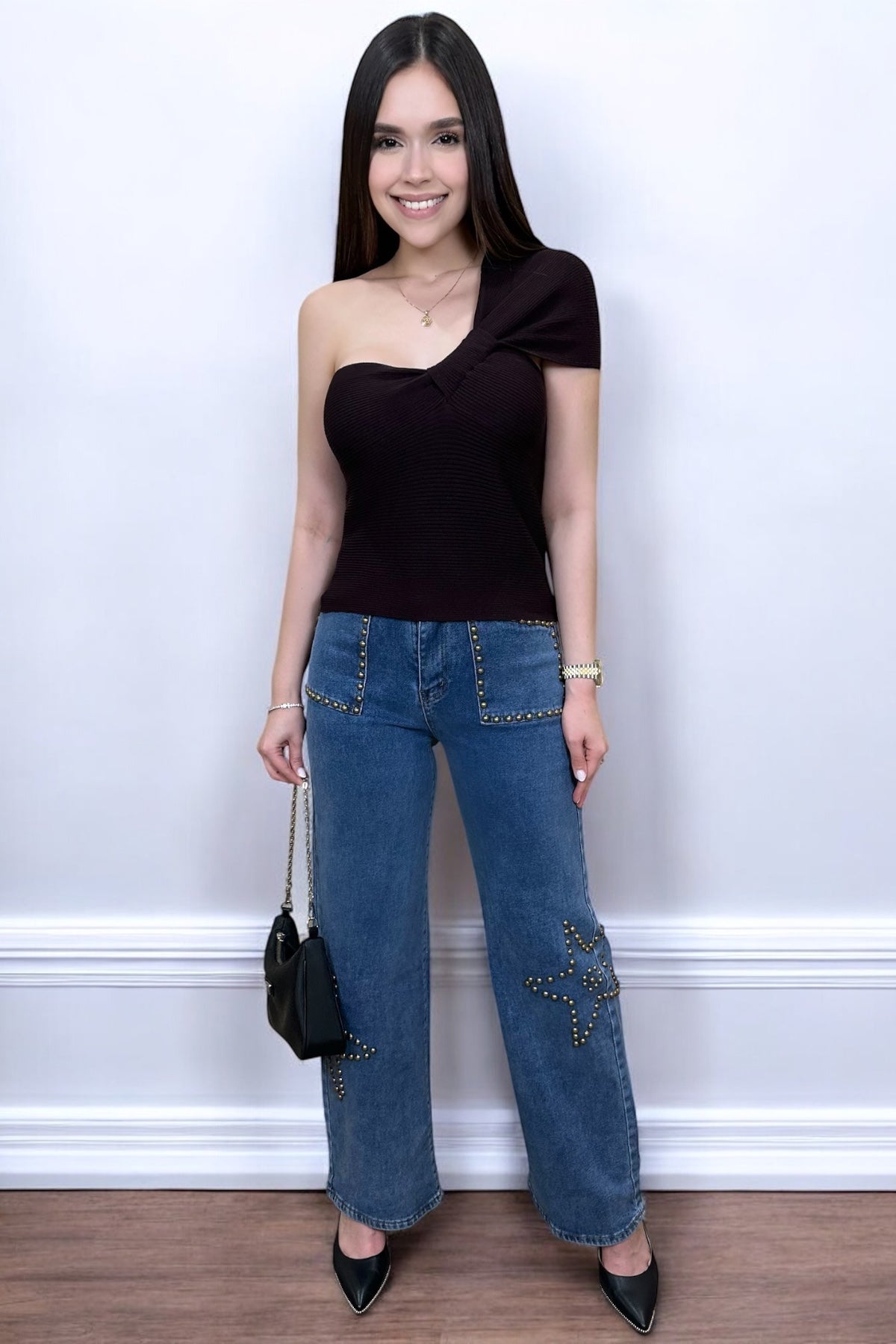 LUXE ASYMMETRIC MOCHA TOP
