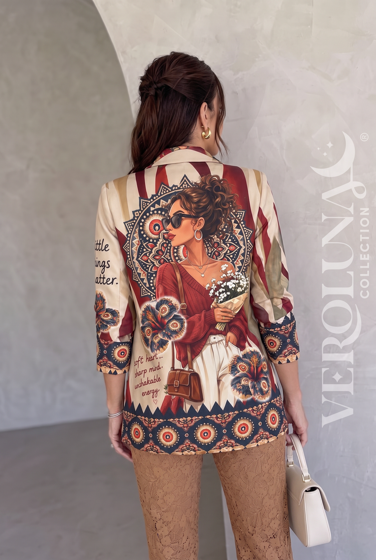 Italian print design blazer back