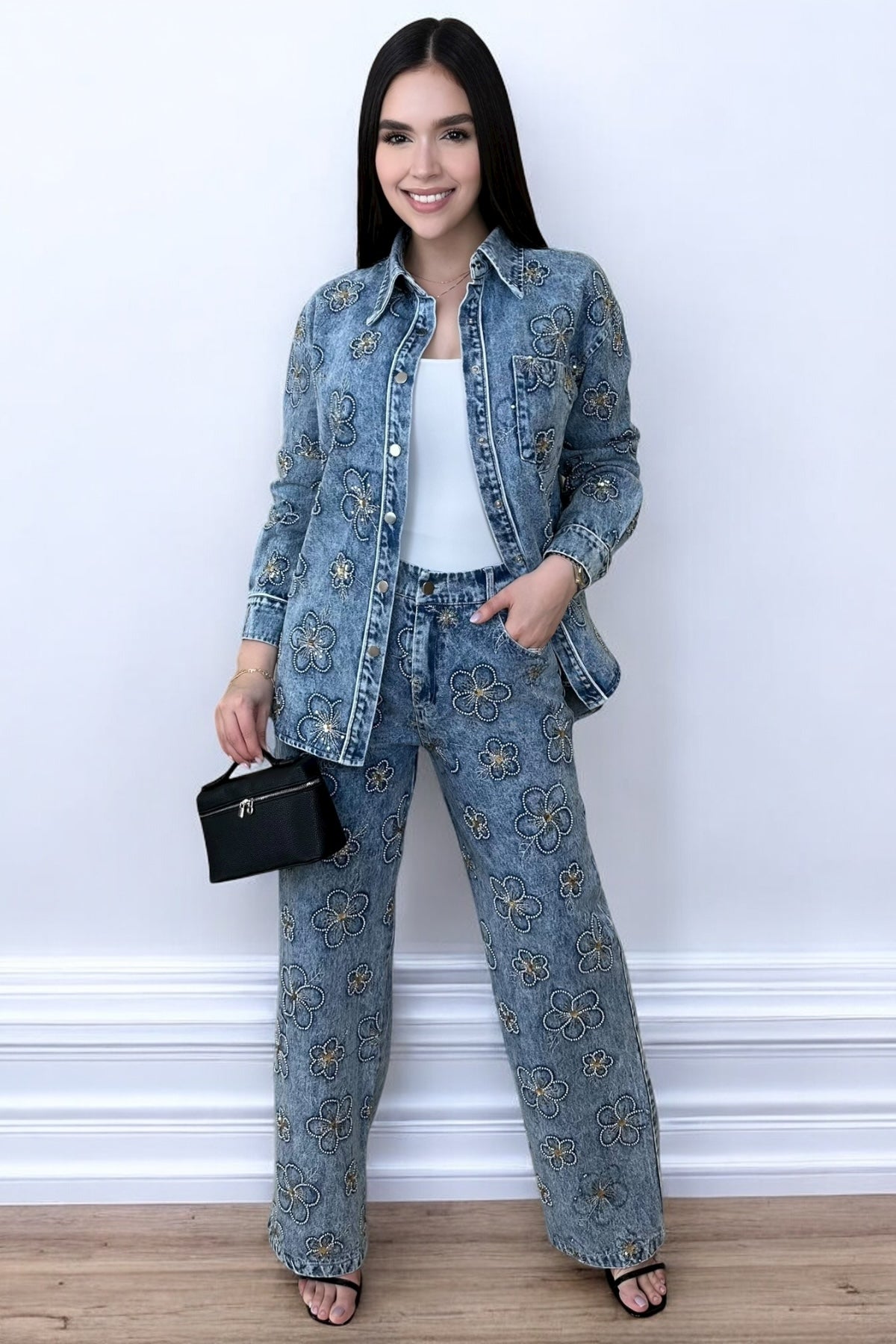 STARLUXE FLOWER DENIM SET - PRE ORDER (3-4 weeks)