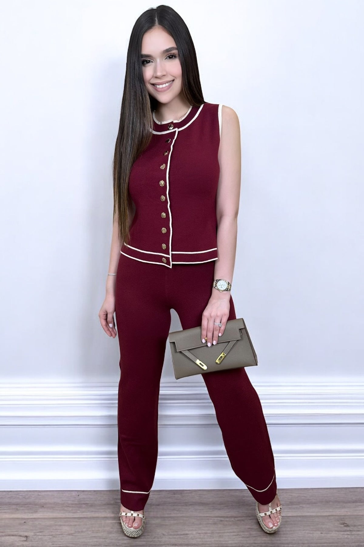 THE BURGUNDY KNITTED SET