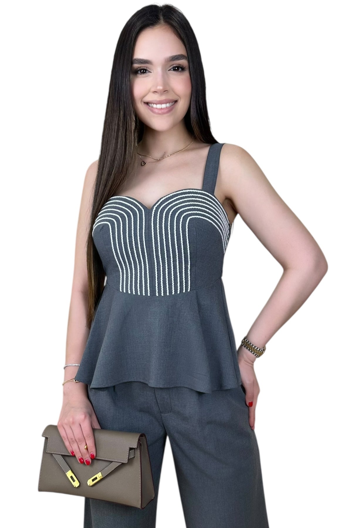 MADRID EMBROIDERY GREY SET