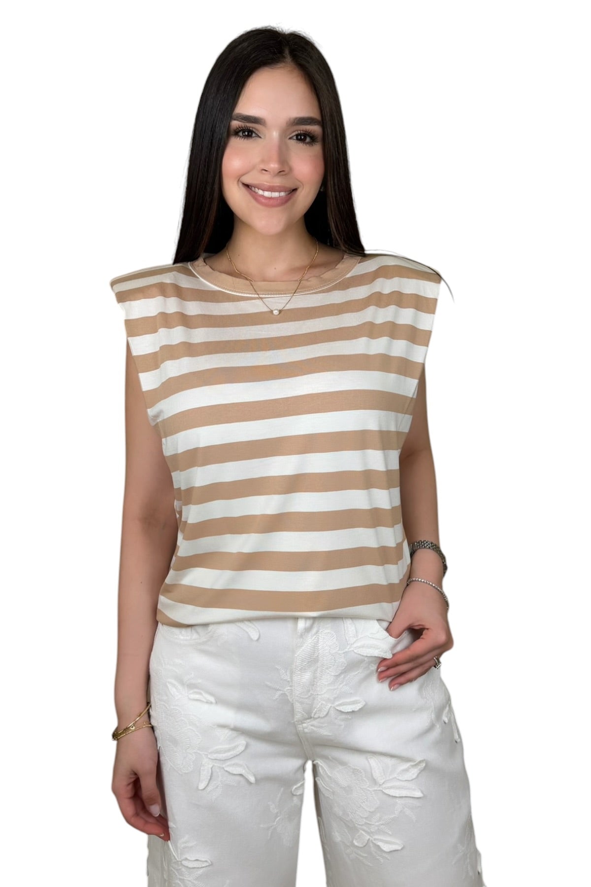 ITALIAN STRIPES TOP - BEIGE