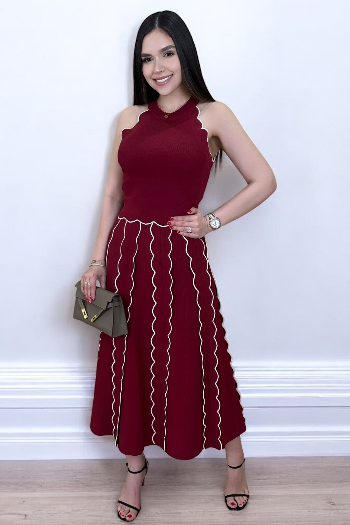 LUXE BURGUNDY SKIRT SET