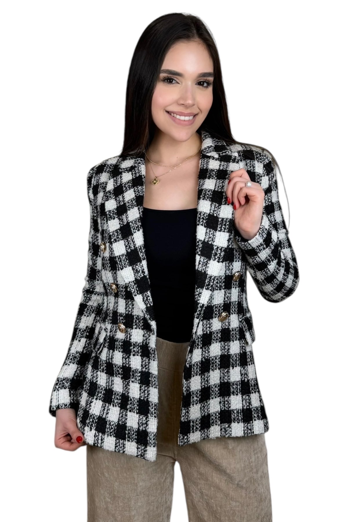 PARISIAN LUXE TWEED BLAZER - BLACK
