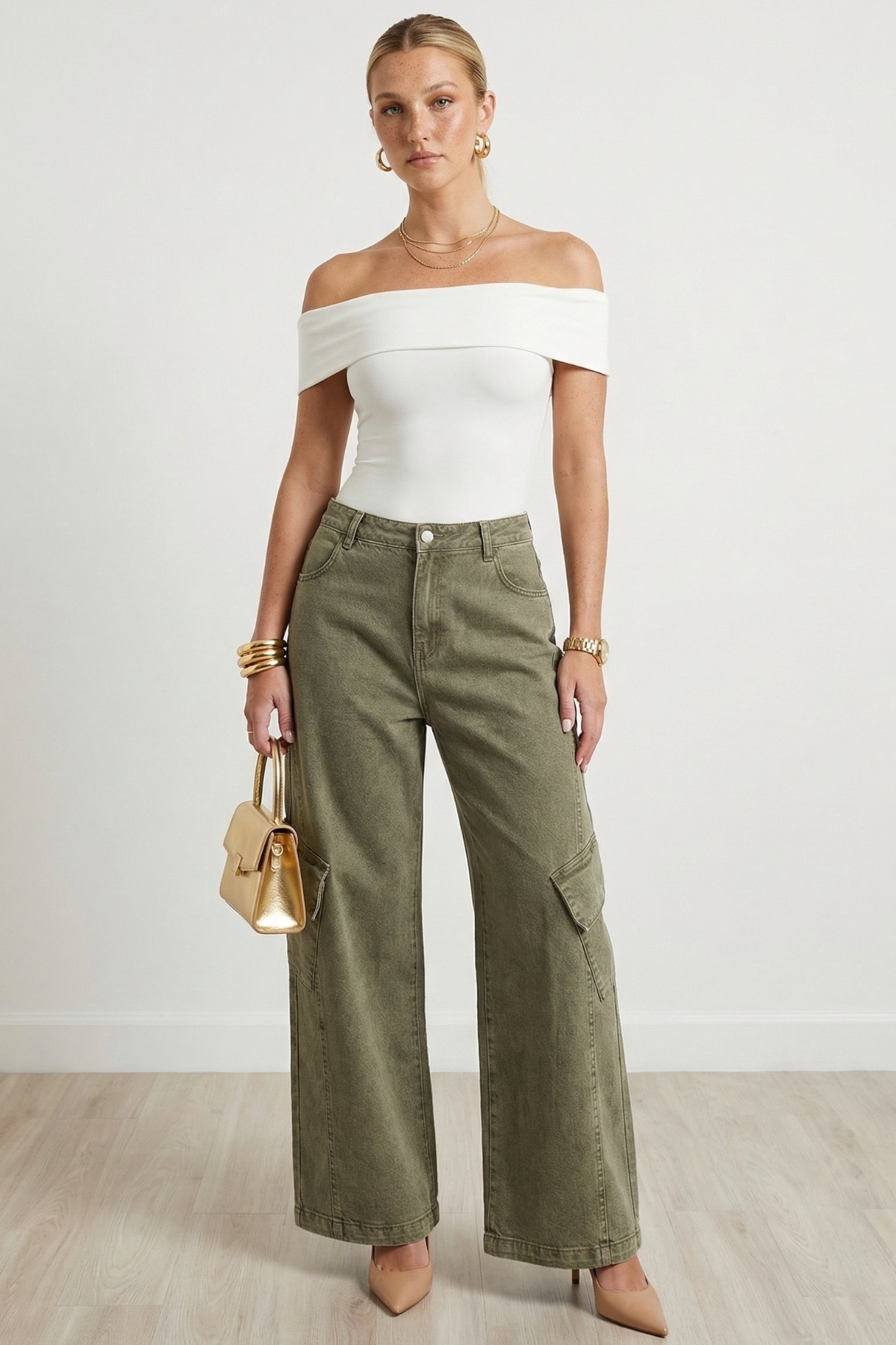 CARGO OLIVE DESIGN JEAN