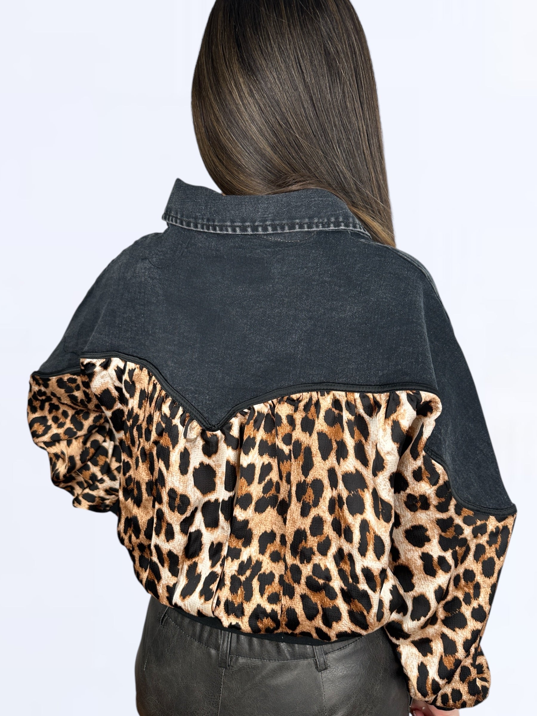 LEOPARD DENIM JACKET