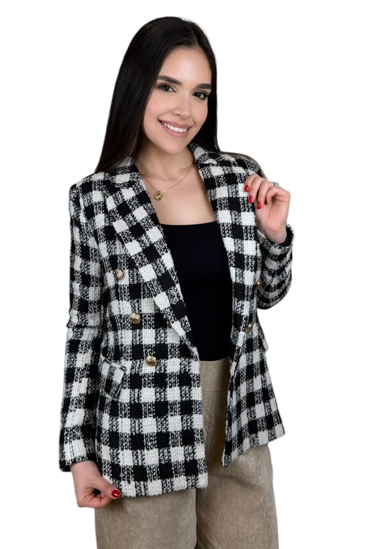 PARISIAN LUXE TWEED BLAZER - BLACK